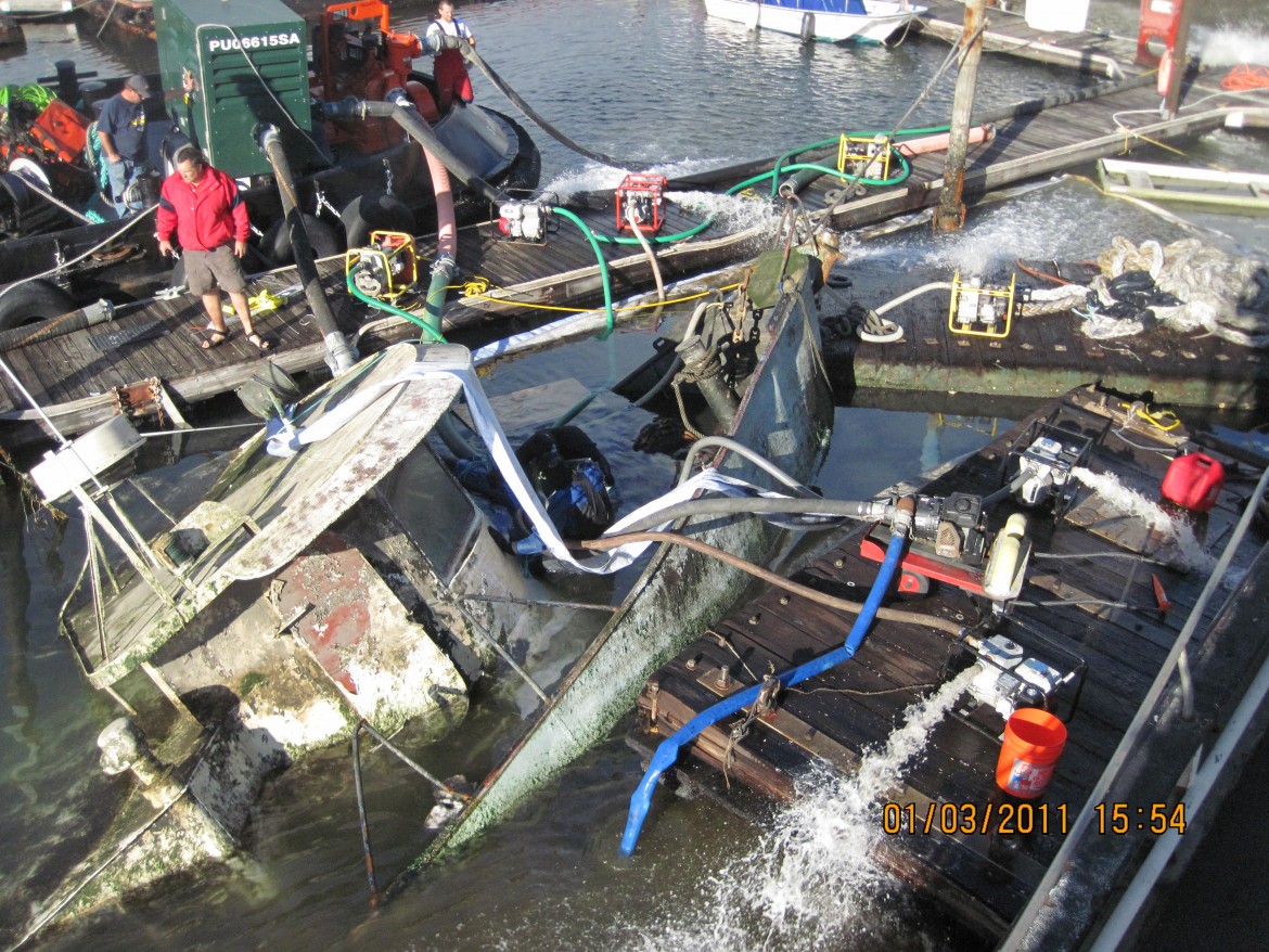 TowBoatUS San Diego Raises 150 Ton Steel Boat • Towboat US San Diego